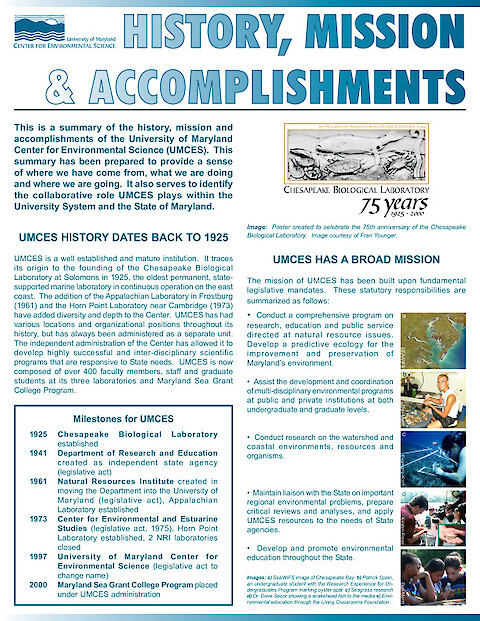 University of Maryland Center for Environmental Science: History, Mission & Accomplishments (Page 1)
