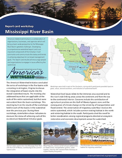 Mississippi River Report Card whole watershed report card workshop newsletter (Page 1)
