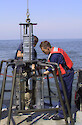 Collecting sediment cores on the PAX ACE-INC (Atlantic Coast Environmental Indicators Consortium) cruise on the R/V Aquarius in February 2001