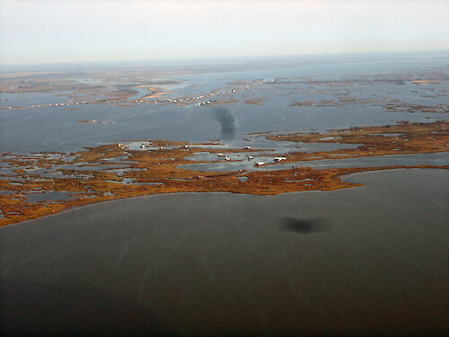 Coastal Community in degrading wetland in coastal Louisiana 