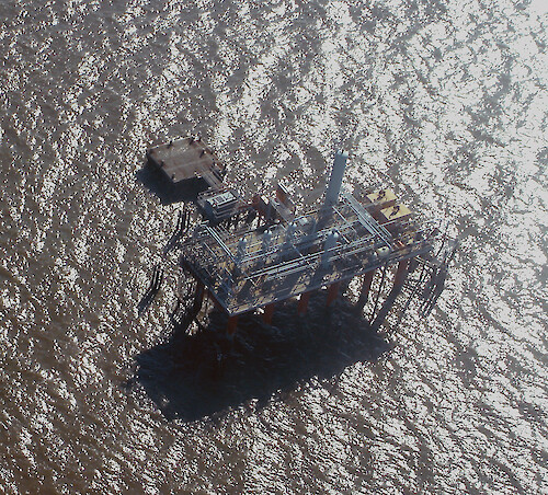 Oil rig in coastal Louisiana