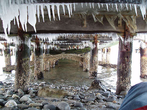Picture of the URO Graduate Scool of Oceanography dock - below deck in a very cold February 2005