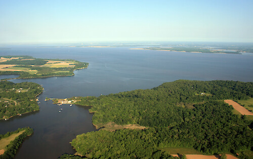 Looking across the mouth of the Sassafras River, across to the other side of Chesapeake Bay