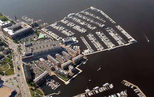 Marina on the West Channel of the Patapsco River, Baltimore.