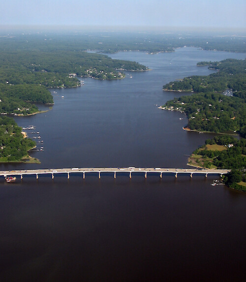 View of the Severn River looking upstream. 