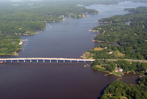 View of the Severn River looking upstream. 