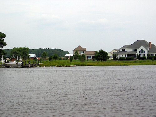 Residential development reliant on septic systems can be found along portions of Monie Creek, which enters the Monie Bay National Estuarine Research Reserve. 