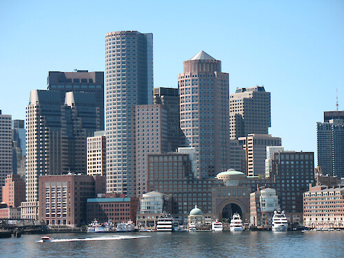 Boston skyline from Boston Inner Harbor.