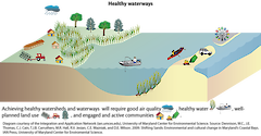 Conceptual diagram illustrating the elements that contribute to a healthy watershed.