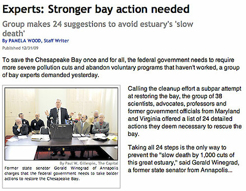 Recommendations by the 'Friends of the Bay' to enhance Chesapeake Bay restoration featured in the Annapolis Capital