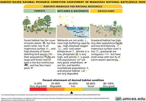 Diagram showing summary results of habitat-based resource condition assessment of Manassas National Battlefield Park.