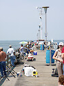 On a clear day, the fishing pier at the Chesapeake Bay Bridge Tunnel is packed with people 