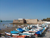 A fort directly on the coast of Cadiz, in Andalucia, Spain provided defense.