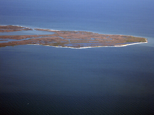 Marshes along the northern side of Tangier Island. Tangier Sound is in the foreground.