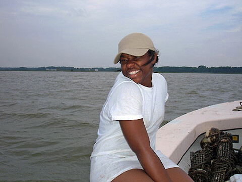 Jeanette Davis enjoying a field trip in Chincoteague Bay, Maryland. Credit: Allison Dungan