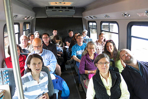 On the bus with local and regional stakeholders and scientific experts.
