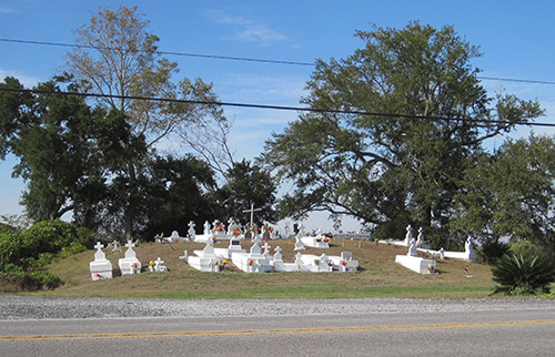 The Picou Cemetery occupies a mound built by people who lived along Bayou Little Caillou 1000 years ago.