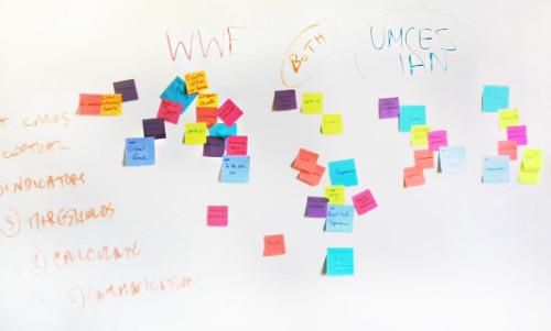 Sticky notes used in brainstorming session in the Innovation Room.