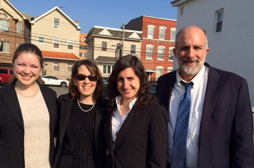 Long Island Sound report card team gathered together in Newark, NJ Ironbound District following the report card releases: (left to right; Suzi Spitzer, Caroline Donovan, Alex Fries, Bill Dennison.