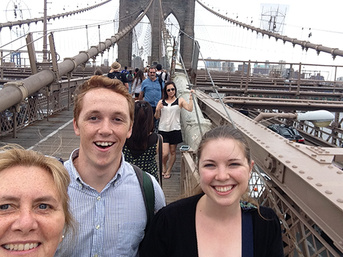 Judy, Dylan, and Suzi walked up the Promenade on the incredible Brooklyn Bridge on Thursday afternoon. Credit: Judy O’Neil