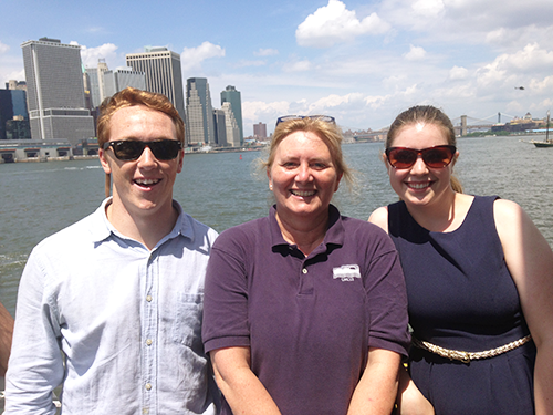 Dylan, Judy and Suzi pose for a picture on the Governors Island Ferry. Credit: Judy O’Neil