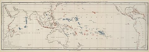 Charles Darwinâs 1842 map of coral reef distribution.