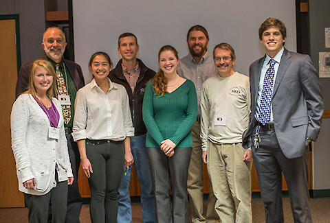 Students and professors meet for the first time in-person at the final presentation of the Upper Potomac Headwaters Report Card. Photo: Â Jennifer Amendolara.