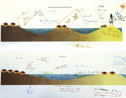 Hand-drawn conceptual diagrams of Northern and Mid Indian River Lagoon. 