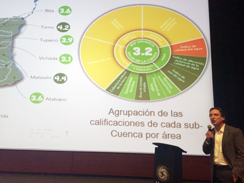 Luis German Naranjo presenting the results of the report card.