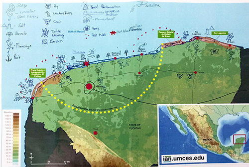 n a breakout groups activity, workshop participants agreed on values of and threats to coastal Yucatán, and then noted them on maps.