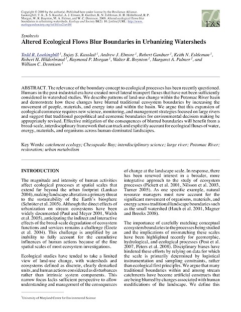 Altered ecological flows blur boundaries in urbanizing watersheds (Page 1)