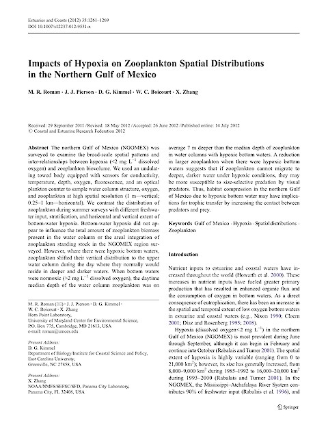 Impacts of Hypoxia on Zooplankton Spatial Distributions in the Northern Gulf of Mexico (Page 1)