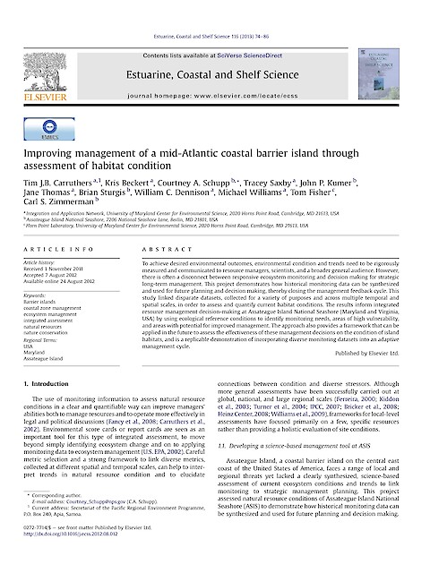 Improving management of a mid-Atlantic coastal barrier island through assessment of habitat condition (Page 1)