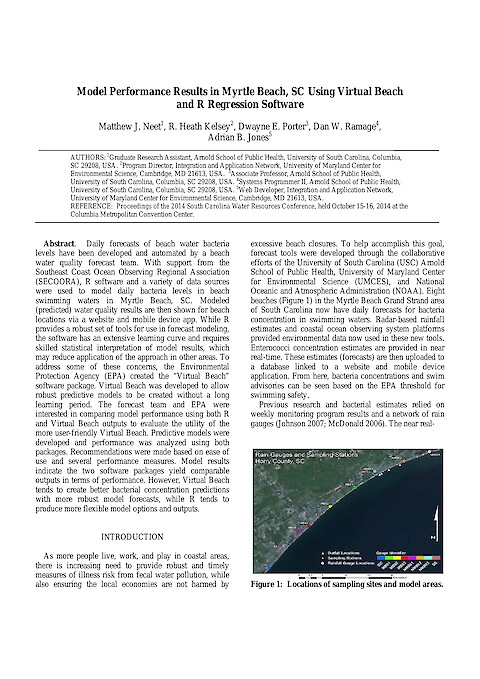 Model Performance Results in Myrtle Beach, SC Using Virtual Beach and R Regression Software (Page 1)