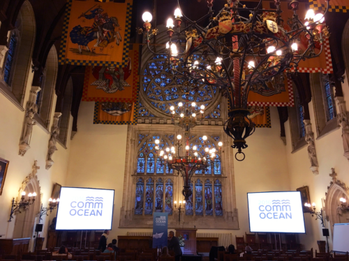 The plenary sessions for the CommOceans conference was in a 100-year old meeting hall. Photo credit: Heath Kelsey