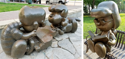 These statues are just an example of the variety of Peanuts sculptures sprinkled throughout St. Paul to honor the cartoonist, Charles M. Schulz. Image credit: Caroline Donovan