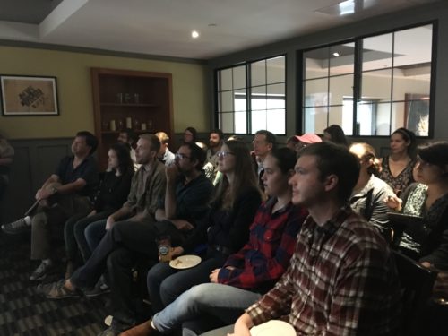 he audience during Bill Dennison's talk at the Science Cafe sponsored by UMASS Boston. Image credit: Brianne Walsh