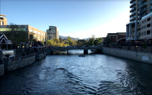 Rafters on the Truckee River, as it passes through downtown Reno, NV. Photo: Brianne Walsh.