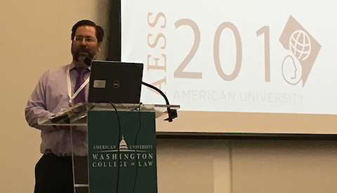 AESS outgoing presidentÂ Dr. David Hassenzahl welcomes attendees to the conference.