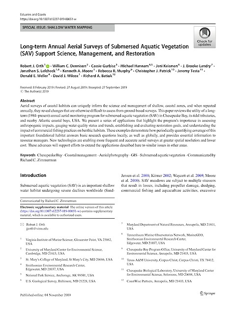 Long-term Annual Aerial Surveys of Submersed Aquatic Vegetation (SAV) Support Science, Management, and Restoration (Page 1)