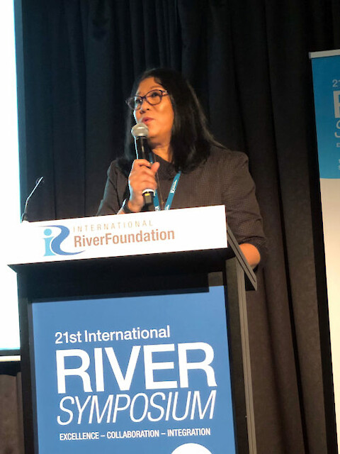 Dr. Eva Abal, CEO of the International Riverfoundation, opening the 21st International Riversymposium. Photo credit: Bill Dennison.
