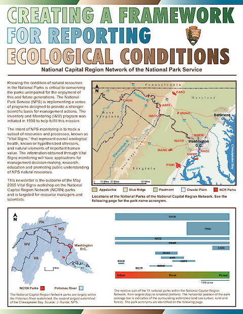 Creating a framework for reporting ecological conditions: National Capital Region Network of the National Park Service (Page 1)