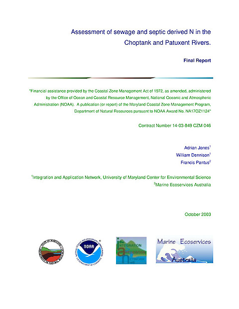 Assessment of sewage and septic derived nitrogen in the Choptank and Patuxent Rivers (Page 1)