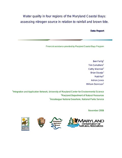 Water quality in four regions of the Maryland Coastal Bays: assessing nitrogen source in relation to rainfall and brown tide (Page 1)