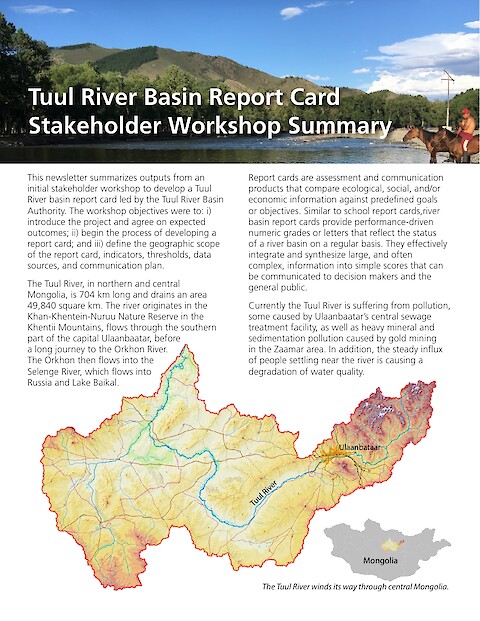 Tuul River Basin Report Card Stakeholder Workshop Summary (Page 1)