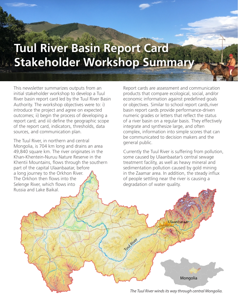 Tuul River Basin Report Card Stakeholder Summary