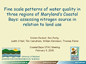 Fine scale patterns of water quality in three regions of Marylandâ€™s Coastal Bays