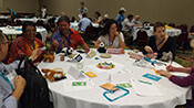 Particpants at IUCN session play the report card game