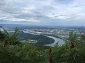 The view of the city of Chattanooga, TN  and the Tennessee River from Point Park.