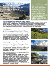Image of the front cover of the ecological drought in the Hawaiian Islands newsletter